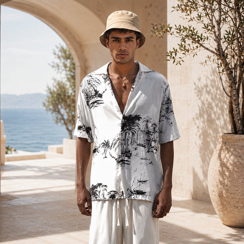 Tropical Sketch Resort Shirt-(0254)