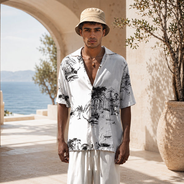 Tropical Sketch Resort Shirt-(0254)