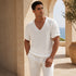 Ribbed V-Neck Knit T-Shirt -(0032)