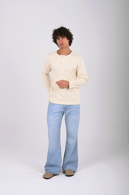 Essential Ribbed Henley Long Sleeve (W-0305)