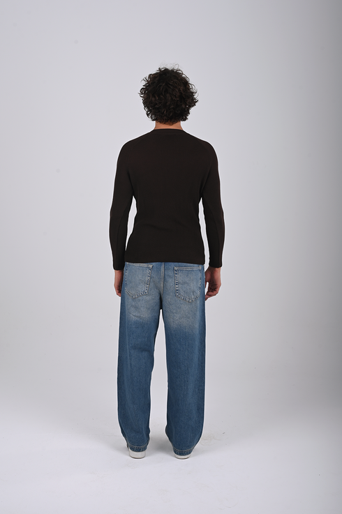 Textured Knit Crewneck Sweater- (W-0329)