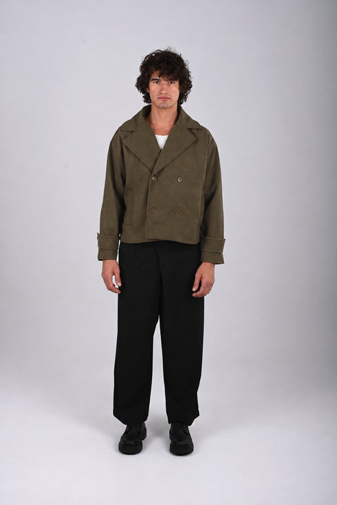 Double Breasted Crop Stamped Jacket - (W-0310)