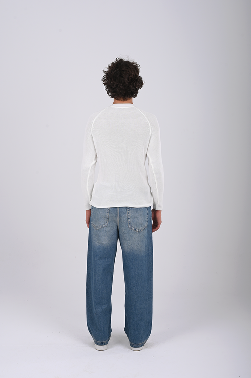 Textured Knit Crewneck Sweater- (W-0329)
