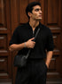 Textured Half-Zip Polo / black / (0160)