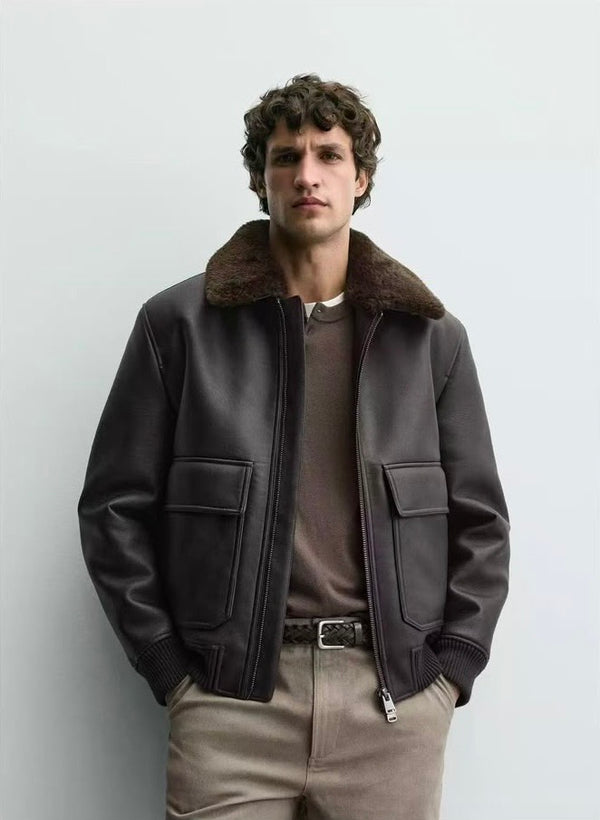 ZARA Faux Leather Aviator Jacket (ZW-0011)