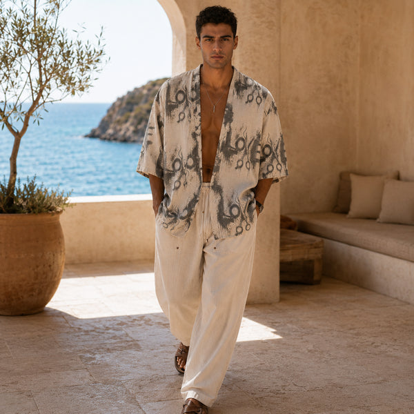 Linen Printed Oversized -shirt(0268)