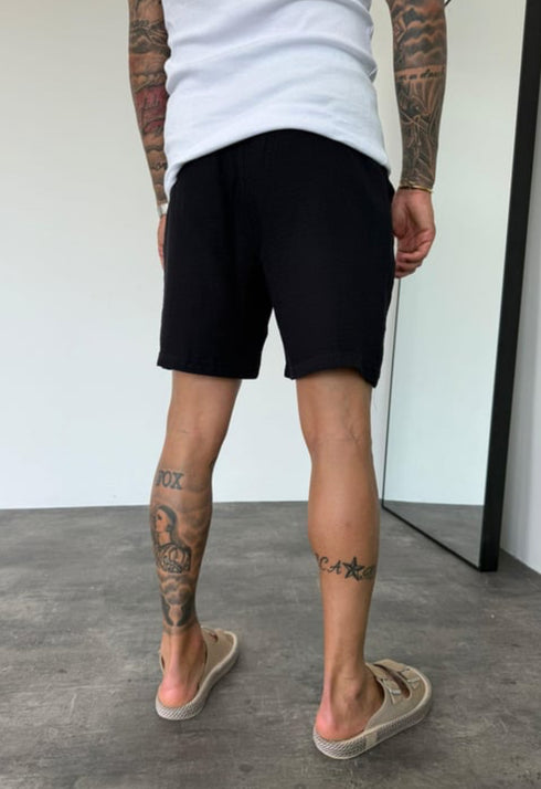 Muslin Fabric Linen Short - (002) - Balck