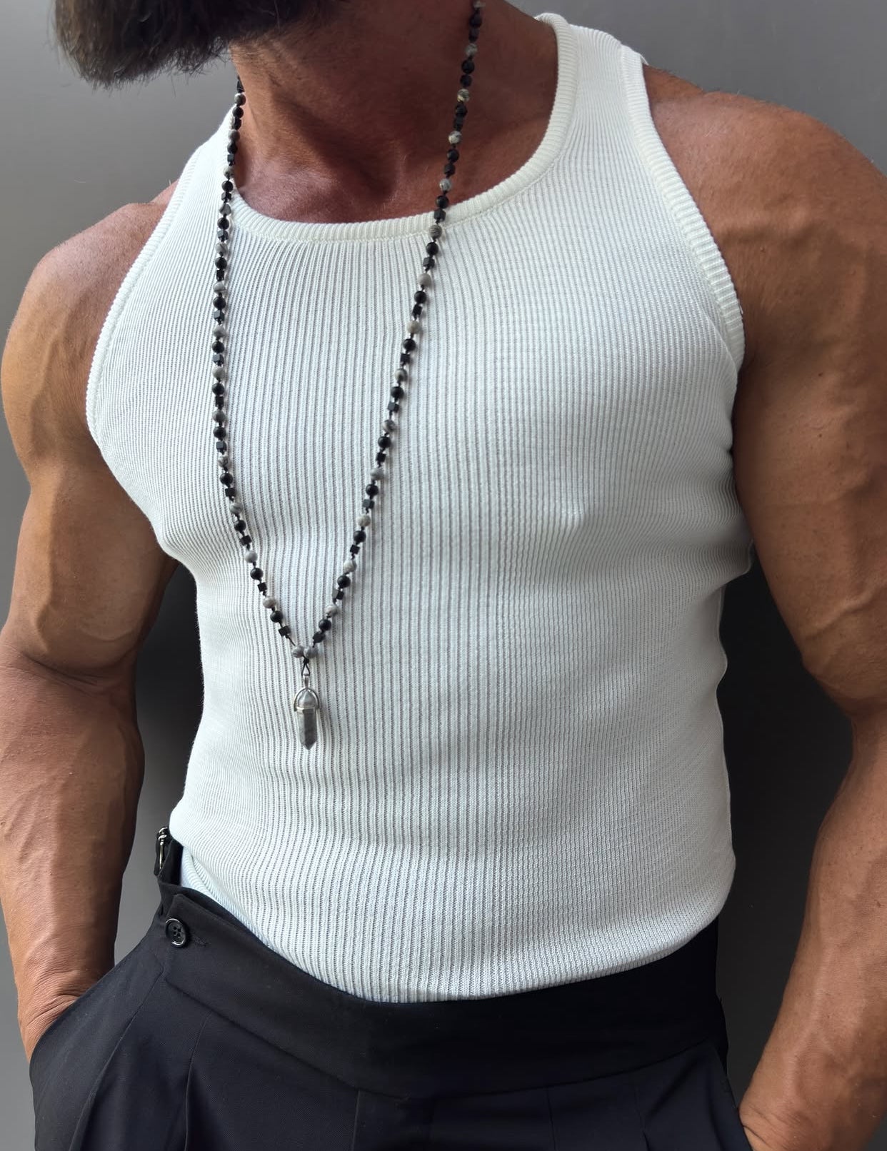 Cotton -Lycra  tanktop - white  0039