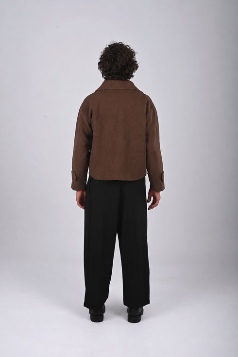 Double Breasted Crop Stamped Jacket - (W-0310)