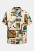 Beige Multi-Print Short Sleeve Shirt / (0196)