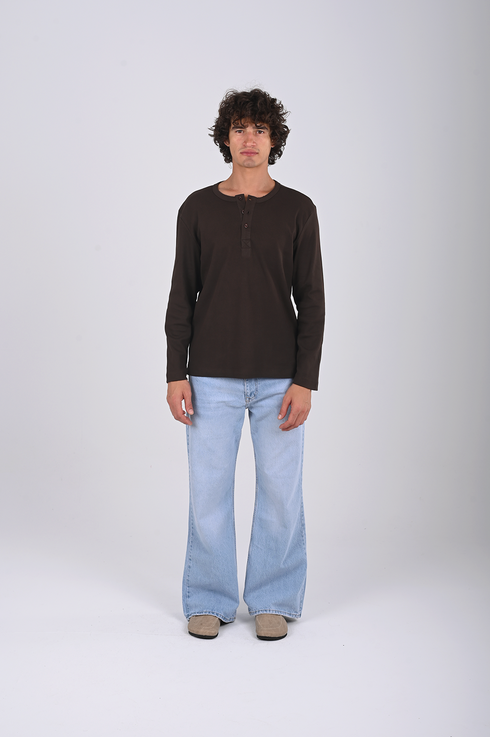 Essential Ribbed Henley Long Sleeve (W-0305)