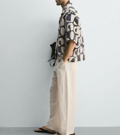 Zara Abstract Print Resort Shirt ( 0296)