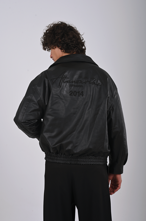 Premium Embroidered Leather Jacket - (W-0312) Black