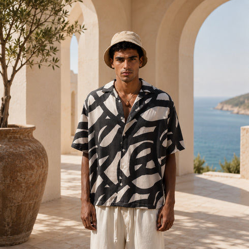 Olive Bloom Resort Shirt-(0257)