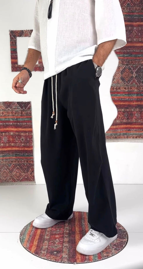 Relaxed Linen Jogger Pants – black 0120