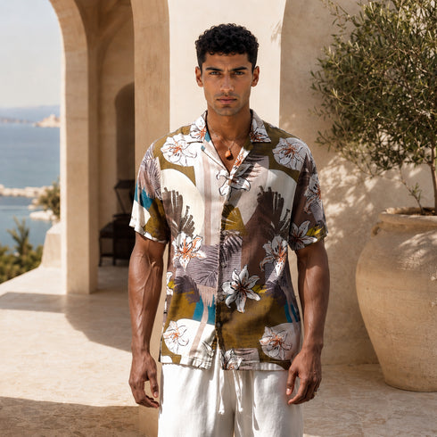 Tropical Floral Resort Shirt-(0270)