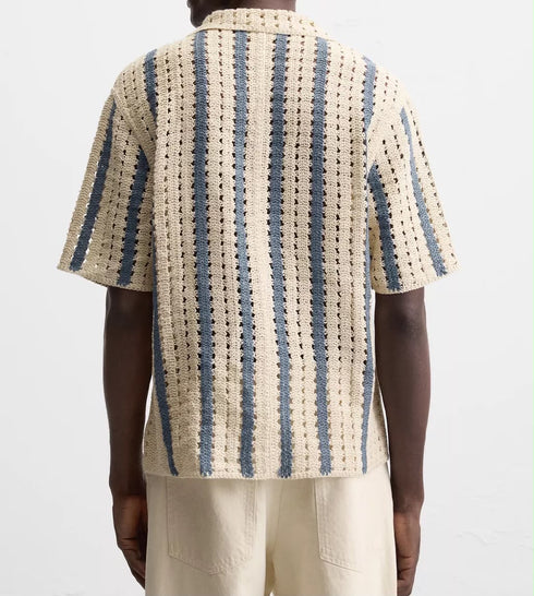 Zara Textured Knit Stripe Resort Shirt-(0297)