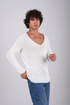 Textured V-Neck Knit Sweater - (W-0058)