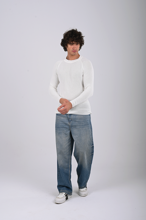 Textured Knit Crewneck Sweater- (W-0329)