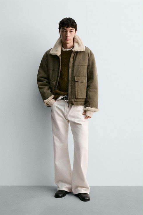 Zara Shearling-Collar Utility Jacket (ZW-0012)