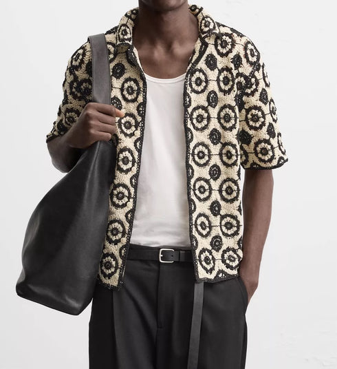 Zara-Inspired Textured Jacquard Resort Shirt (0294)