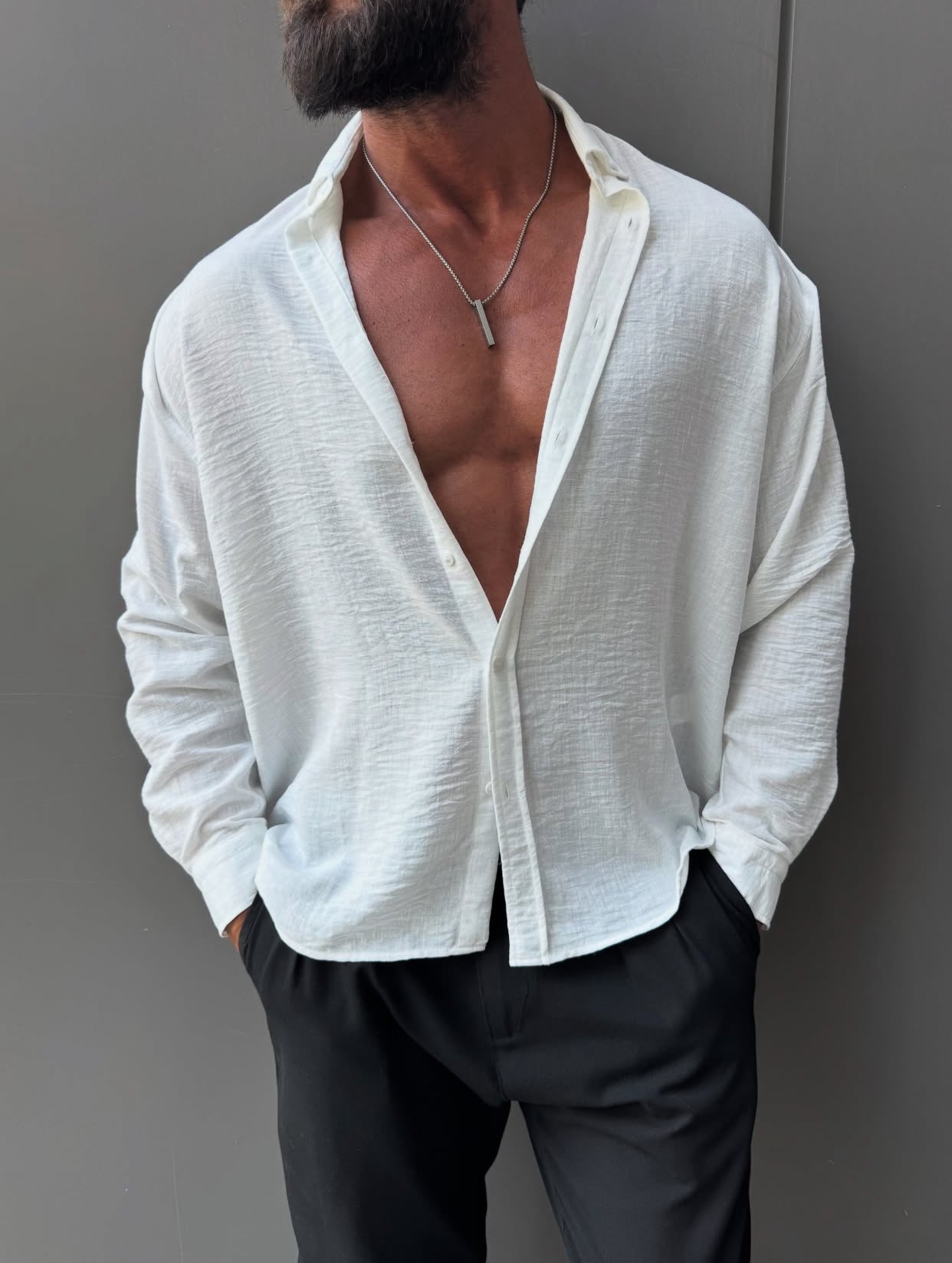 Linen shirt -white - 0024