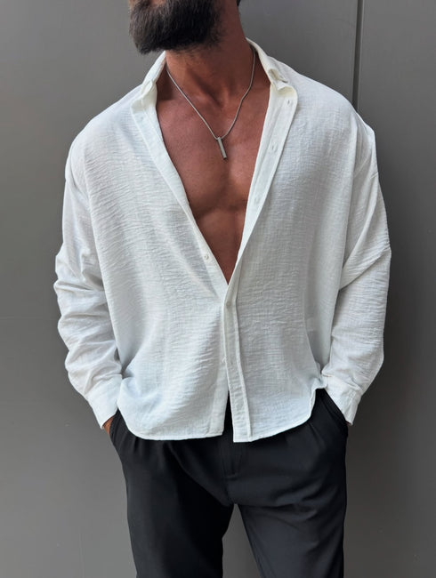 Linen shirt -white - (0024)