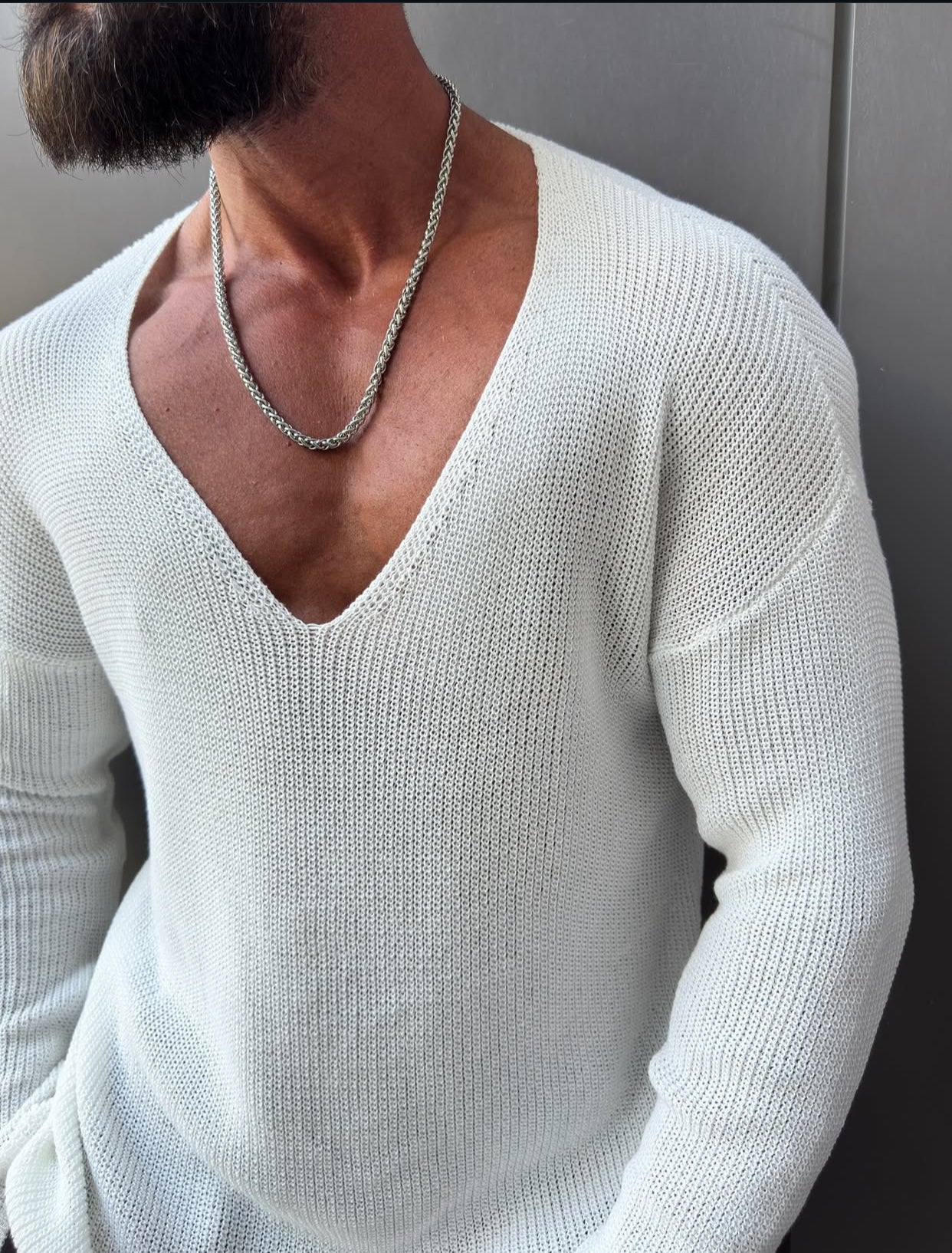 Knitwear oversized shirt - white 0058