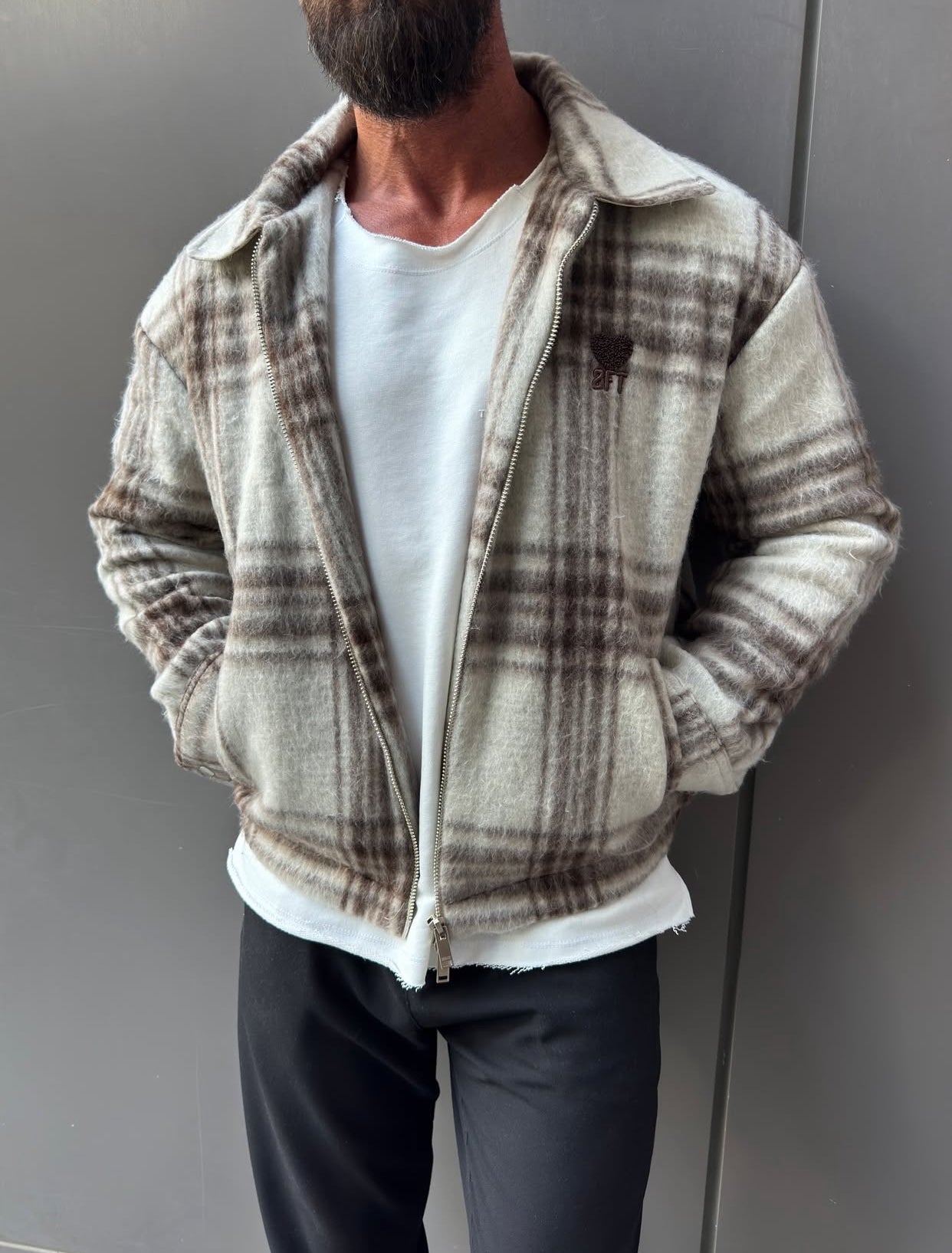 vintage cashmere jacket / White- 0054