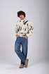 Abstract Knit Sweatshirt – Off White & Black (W-0306)