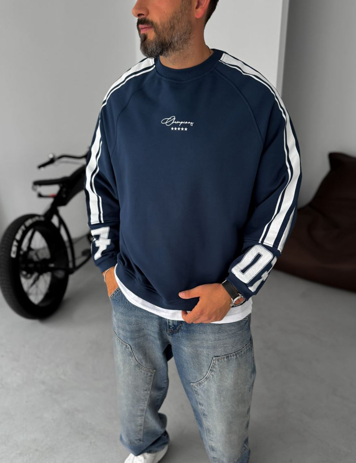 Cotton- sweatshirt/ navy blue 0052