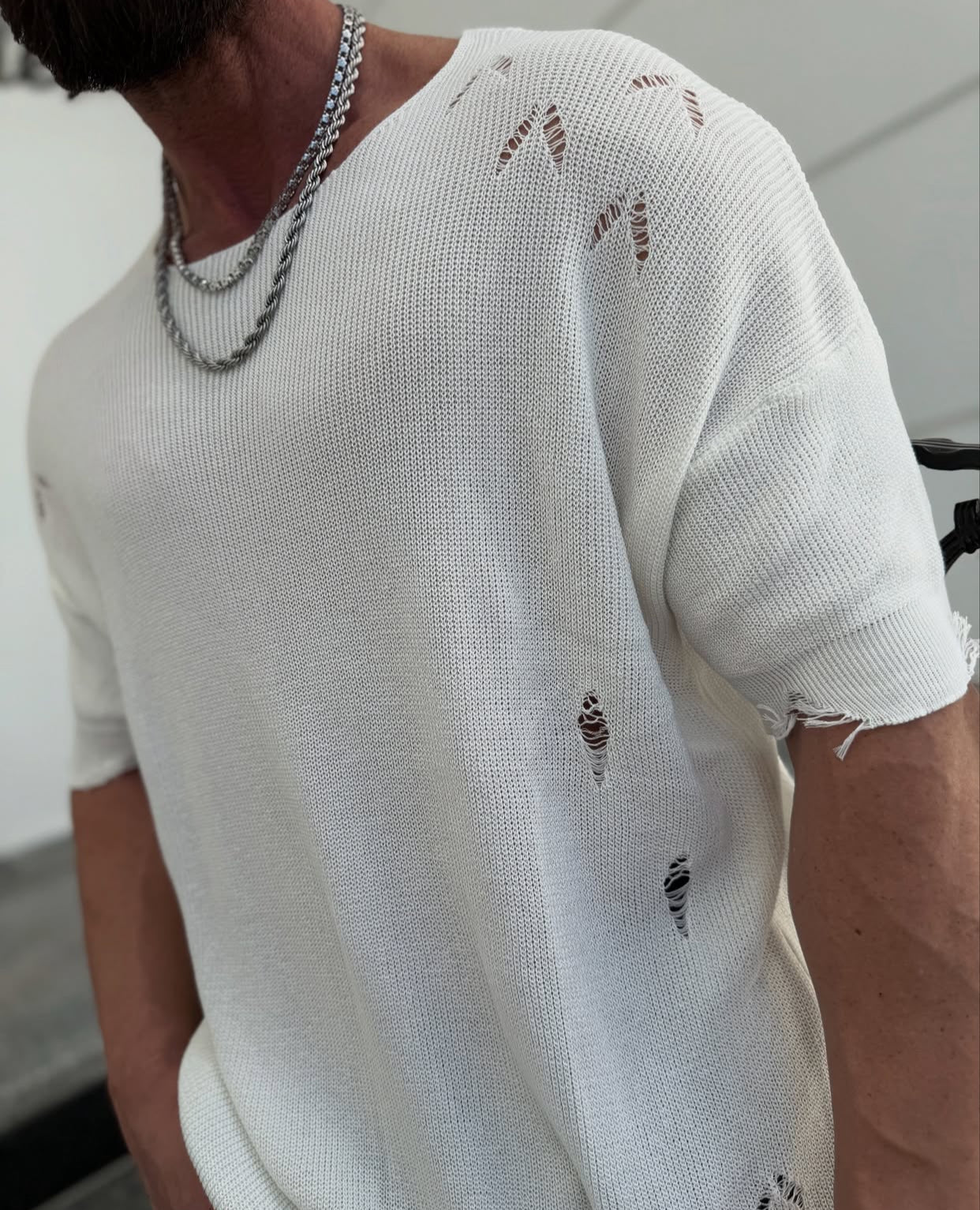 Cotton knitwear shirt -white - 0026