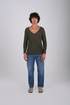 Textured V-Neck Knit Sweater - (W-0058)