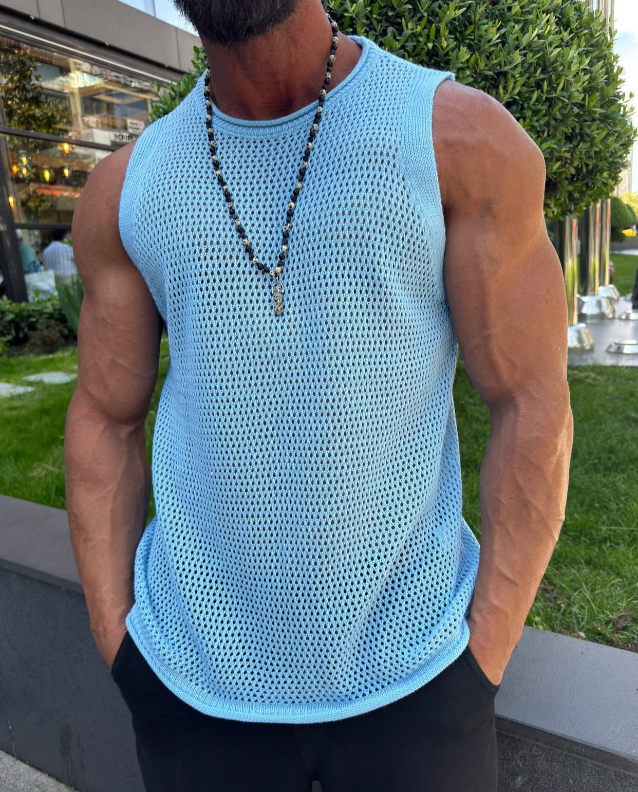 Cotton sleeveless - babyblue - 0014