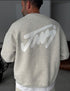 Gray basic printed sweatshirt - (0057)