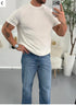 Slim Fit Ribbed Knit T-Shirt – white (0170)