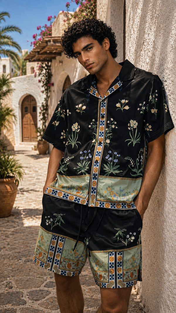 Midnight Botanical Resort set - (0152) / black