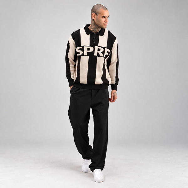 Contrast Knit Polo Sweater (W-0337 )