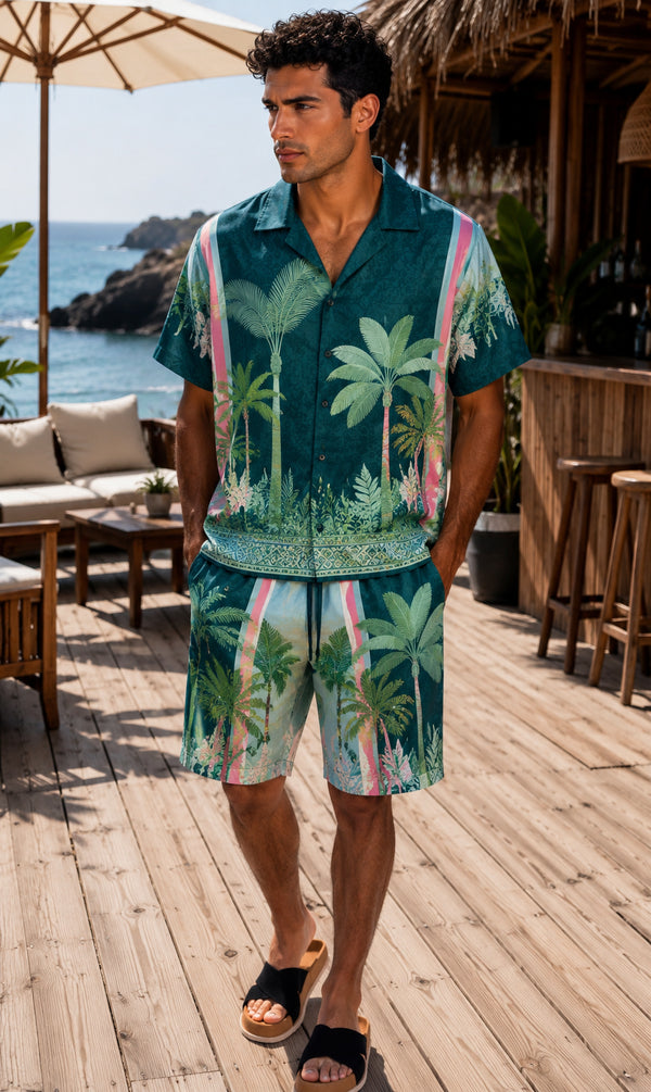 Tropical Resort Co-Ord Set – Green Palm Edition (0300)