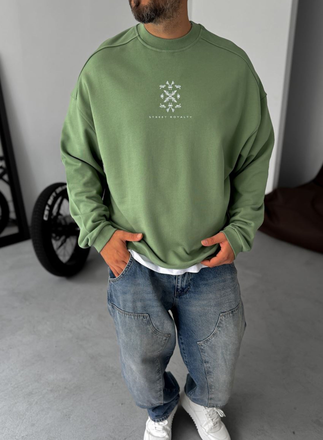 Cotton-sweatshirt / green 0051