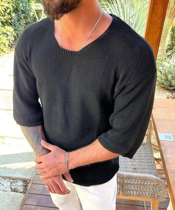 Textured Knit Shirt – Modern Fit (0027) / black
