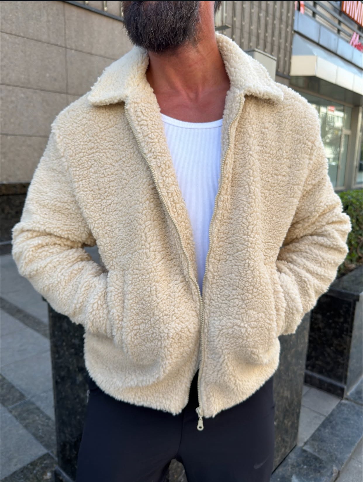 Plush jacket  - off-white  0085