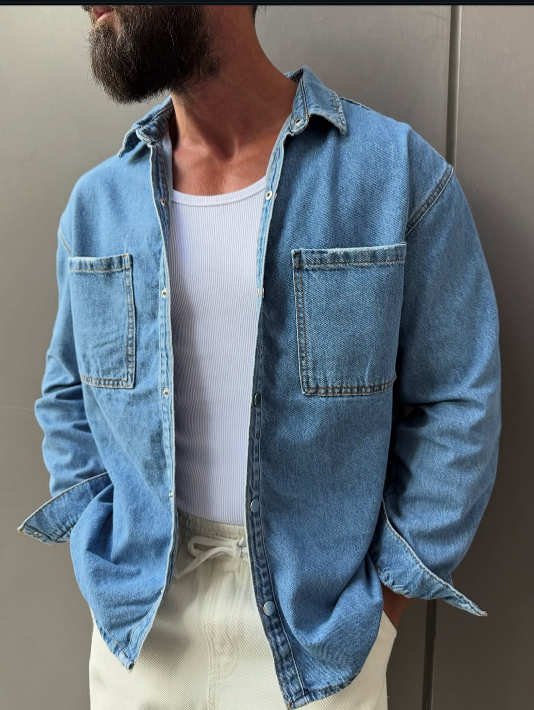 Men denim shirt - blue  0069