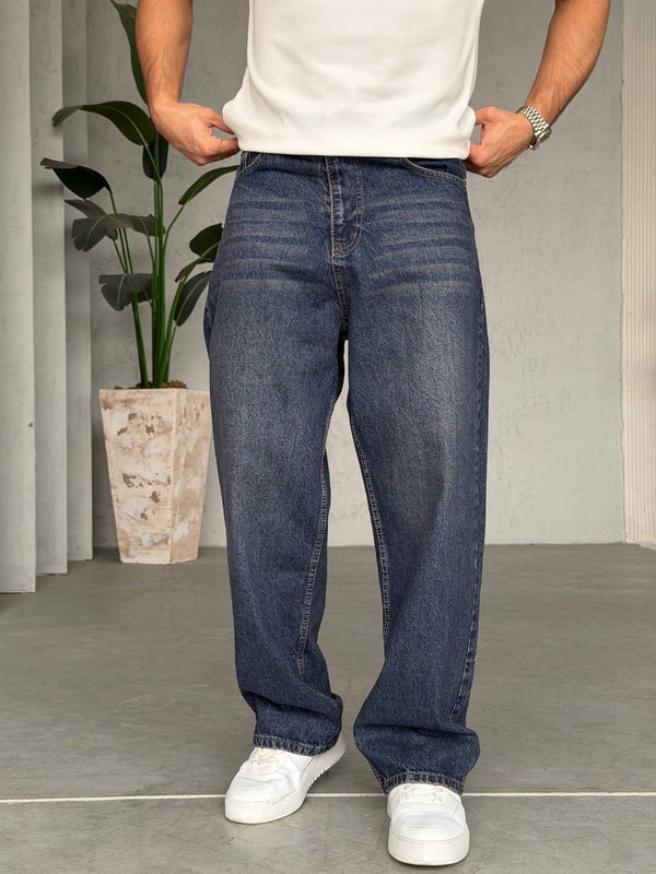 Vintage Blue Washed Baggy Jeans (P-0347)