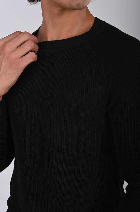 Textured Knit Crewneck Sweater- (W-0329)