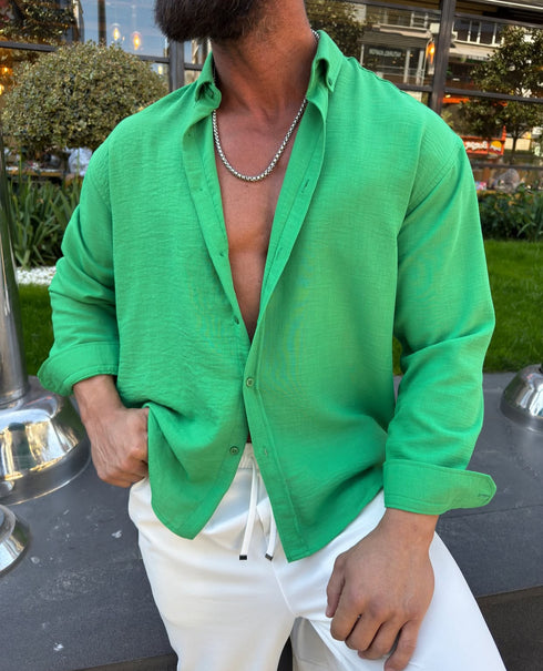Linen shirt -green - (0024)
