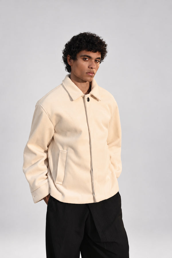 Zara- Cropped Wool-Blend Jacket – Beige (ZW-0004)