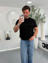 Slim Fit Ribbed Knit T-Shirt – black (0170)