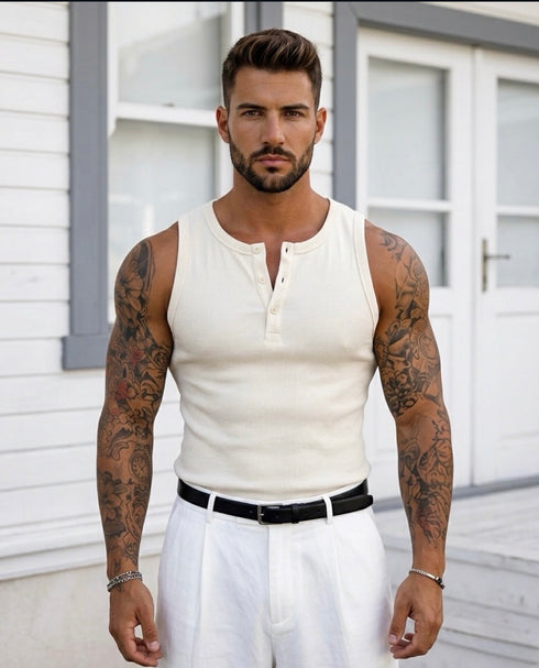 Essential Ribbed Tank Top – beige/ (0181)