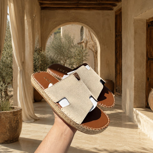 Suede Espadrille Slides – (0249)